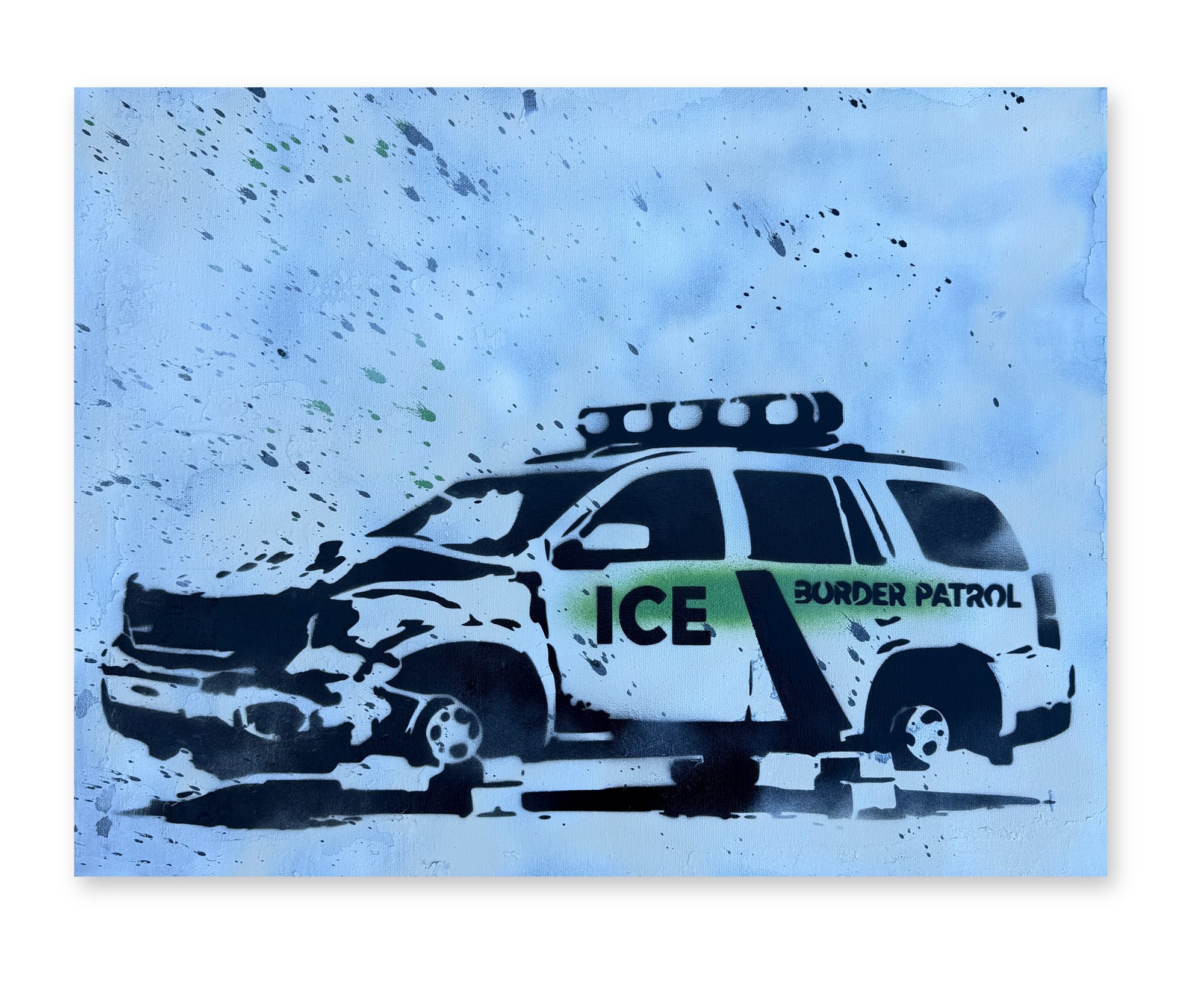 Dismantled border patrol car print